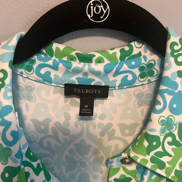 Talbots Effortless Jersey Polo Dress Medallion Tiles Print Sz Medium - Picture 6 of 7